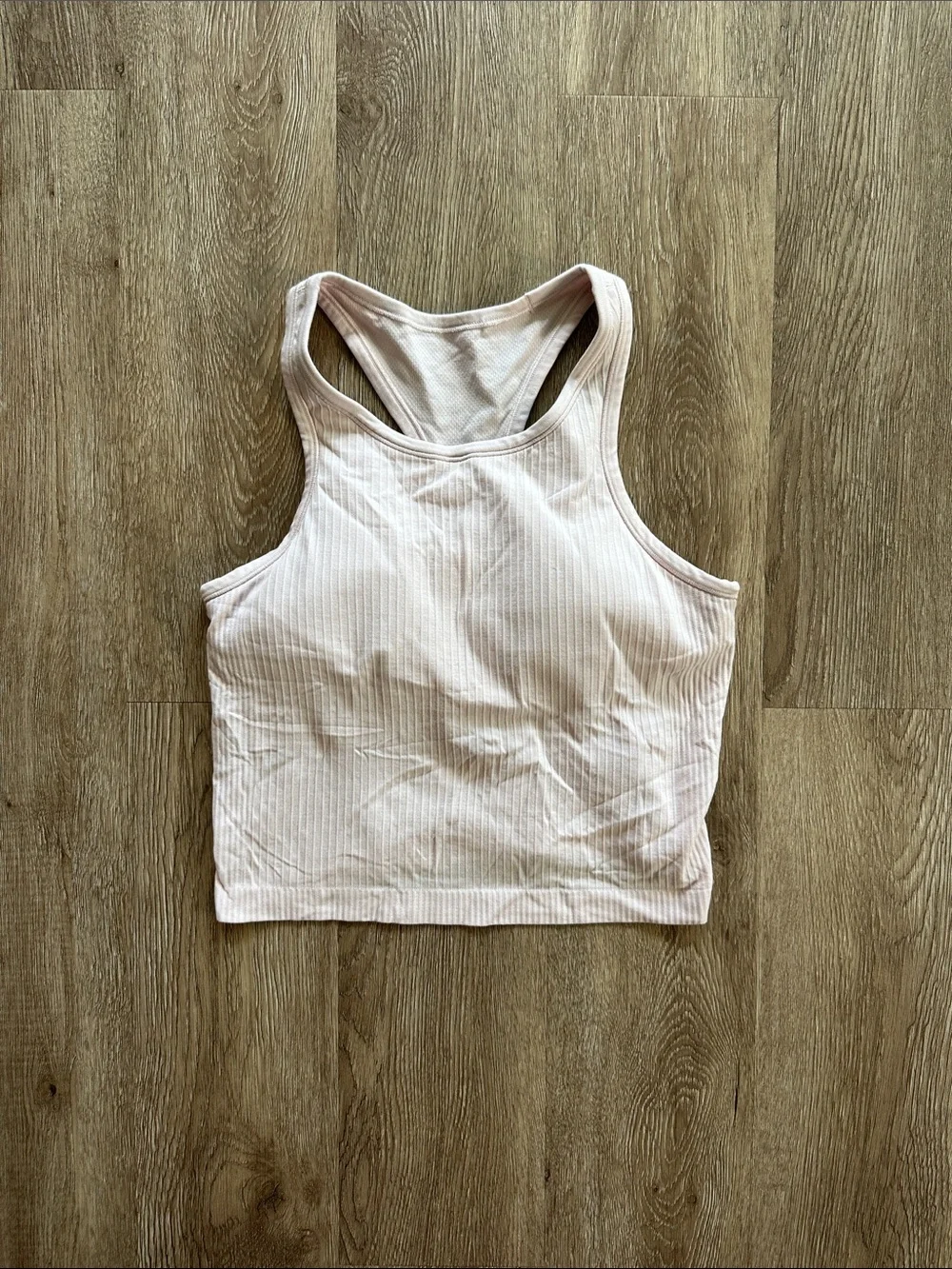 Lululemon Ebb to Street Cropped Racerback Tank Top Flush Pink 8 High Neck